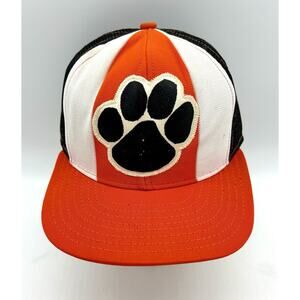 Vintage 80s Clemson Tigers NCAA College Snapback Hat AJD Lucky Stripes USA